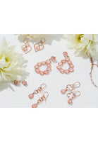 Open Clover Gemstone Drop Earrings Rosegold Rose Quartz