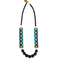 Miami Nights Woven Necklace - Blue and Black