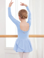 Arshiner Kids Girls Classic Long Sleeve Leotard Dance Ballet Dress Z_blue 4-5T