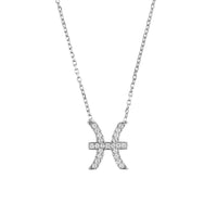 Zodiac Star Sign Pendant Necklace Silver Pisces