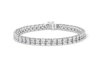 INFINITE JEWELS - Original IGI Certified 14K White Gold 6.0Cttw Channel Set Round Diamond Tennis Bracelet (I-J Color, I1-I2 Clarity) - 7" Inches