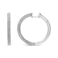 INFINITE JEWELS - Original 18K White Gold 2 1/3 Cttw Pave Set Diamond Semi Eternity Leverback Hoop Earrings (F-G Color, VS1-VS2 Clarity)