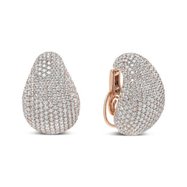 INFINITE JEWELS - Original 18K Rose Gold 13 1/5 Cttw Micro-Pave Diamond Sculptural Design Statement Omega Back Earrings (G-H Color, SI1-SI2 Clarity