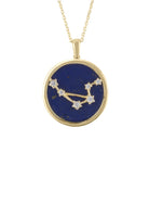 Zodiac Lapis Lazuli Gemstone Star Constellation Pendant Necklace Gold Libra