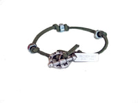 Mens Bracelet in Green Deerskin and Bolt Nuts