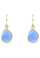 Petite Drop Earrings Dark Blue Chalcedony Gold