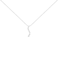 INFINITE JEWELS - Original 14K White Gold 3.0 Cttw Round-Brilliant & Baguette Cut Diamond S Shaped Graduated 18" Pendant Necklace (I-J Color, I2-I3