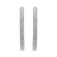 INFINITE JEWELS - Original 18K White Gold 2 1/3 Cttw Pave Set Diamond Semi Eternity Leverback Hoop Earrings (F-G Color, VS1-VS2 Clarity)