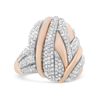 INFINITE JEWELS - Original 18K Rose and White Gold 1 7/8 Cttw Diamond and Gold Textured Dome Cocktail Ring (F-G Color, VS1-VS2 Clarity)