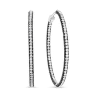 INFINITE JEWELS - Original 18K White Gold 3 1/4 Cttw Round Black and White Diamond Inside-Outside Hoop Earrings (Black and F-G Color, VS1-VS2 Clari