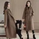 5374036 STORE - Original 2024 Winter Office Lady Belt Women Long Winter Wool Blend Coat Turn-Down Collar Wool Coat and Jacket Loose Solid Outerwear