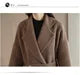 5374036 STORE - Original 2024 Winter Office Lady Belt Women Long Winter Wool Blend Coat Turn-Down Collar Wool Coat and Jacket Loose Solid Outerwear