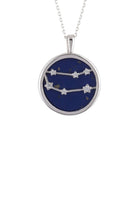 Zodiac Lapis Lazuli Gemstone Star Constellation Pendant Necklace Silver Gemini