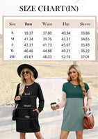 WIHOLL Womens Long Sleeve Dress Loose Fit Casual Crewneck Flowy Mini Dresses with Pockets Fall Fashion 2024 Caramel Large