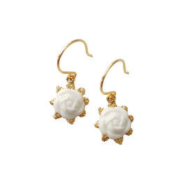 Mini Porcelain Camellia Flower Charm Earrings   Mini Porcelain Camellia Flower Charm Earrings   Mini Porcelain Camellia Flower