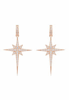 North Star Burst Large Drop Earrings Rosegold