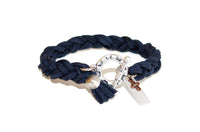 Mens Braided Blu Navy Deerskin Wrap Bracelet