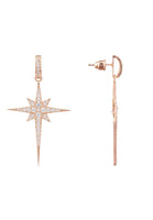 North Star Burst Large Drop Earrings Rosegold