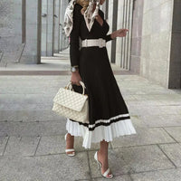 Elegant Knitted Patchwork Sweater Dress