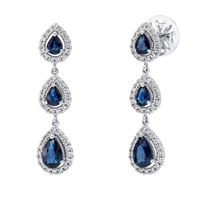 ADFERENCE COLLECTION - Original Stud Earrings 750 white gold with 96 diamonds (2x 0.255 carats) and 6 sapphires