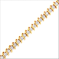 INFINITE JEWELS - Original AGS Certified 18K Yellow Gold 5.00 Cttw "S" Link Wrapped 2-Prong Set Round Brilliant Diamond Tennis Bracelet (G-H Color,