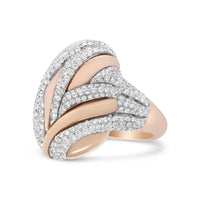 INFINITE JEWELS - Original 18K Rose and White Gold 1 7/8 Cttw Diamond and Gold Textured Dome Cocktail Ring (F-G Color, VS1-VS2 Clarity)