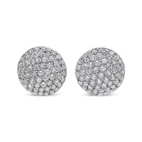 INFINITE JEWELS - Original 18K White Gold 3 1/2 Cttw Shared Prong Set Diamond Cluster Composite Disc Stud Earrings (F-G Color, VS1-VS2 Clarity)