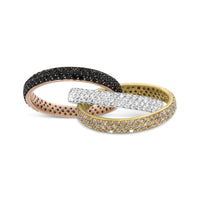 INFINITE JEWELS - Original 18K Tri-Color Gold 3 5/8 Cttw Diamond Interlocking Stackable Band Ring Set (Champagne, Black, and F-G Color, VS1-VS2 Cla