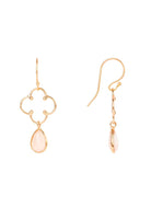 Open Clover Gemstone Drop Earrings Rosegold Rose Quartz