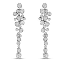 INFINITE JEWELS - Original 18K White Gold 3.15 Cttw Round Diamond Waterfall Drop Dangle Stud Earrings (H-I Color, VS1-VS2 Clarity)