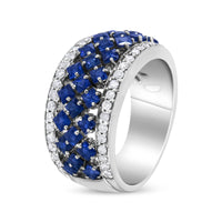 INFINITE JEWELS - Original 18K White Gold 3/8 Cttw Diamond and 2x2mm Princess Cut Blue Sapphire Fashion Band Ring (F-G Color, VS1-VS2 Clarity)