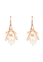 Pearl Honey Bee Earrings Rosegold