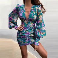 Spring Lantern Sleeve Elegant Mini Dress