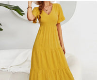 Solid Color Wide Hem Casual Dress