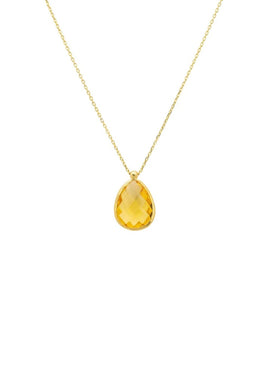 Petite Drop Necklace Gold Citrine Hydro