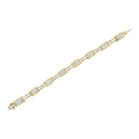 INFINITE JEWELS - Original 14K Yellow Gold Princess and Baguette-Cut Diamond Box-Link Bracelet(10.75 Cttw,G-H Color,VS2-Si1 Clarity)