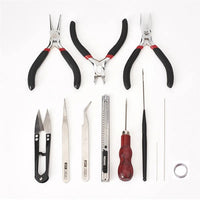 Pandahall Jewelry Making DIY Pliers Tools Set Flat Round Nose Pliers Wire Cutter Pliers Rings Scissor Needles Beading Tweezer