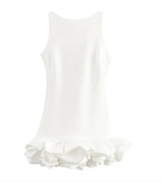 Fashion White Sleeveless Short Frill Dress