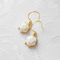 Mini Porcelain Camellia Flower Charm Earrings   Mini Porcelain Camellia Flower Charm Earrings   Mini Porcelain Camellia Flower