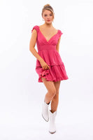 Cap Sleeve Ruffle Mini Dress