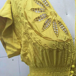 FollowYouLike 2019 Yellow Embroidery Boho Dress