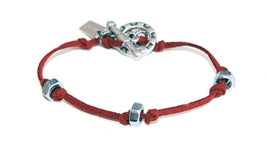 Mens Bracelet in Burgundy Deerskin and Bolt Nuts