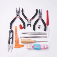 Pandahall Jewelry Making DIY Pliers Tools Set Flat Round Nose Pliers Wire Cutter Pliers Rings Scissor Needles Beading Tweezer