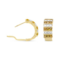 INFINITE JEWELS - Original 18K Yellow Gold 1 3/4 Cttw Invisible Set Princess Cut Diamond and 2.5mm Yellow Sapphire Huggie Hoop Earrings (F-G Color,