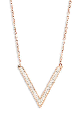 Pave v Charm Necklace