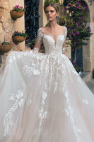 "Enchanting Abernathy Illusion Lace A-Line Tulle Wedding Dress - Your Dream Gown Awaits!"