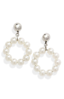 Pearl Hoop Drop Earrings