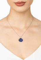 Zodiac Lapis Lazuli Gemstone Star Constellation Pendant Necklace Silver Capricorn