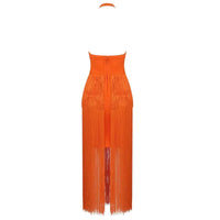 Fringe  Halterneck Backless Dress