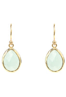 Petite Drop Earrings Aqua Chalcedony Gold